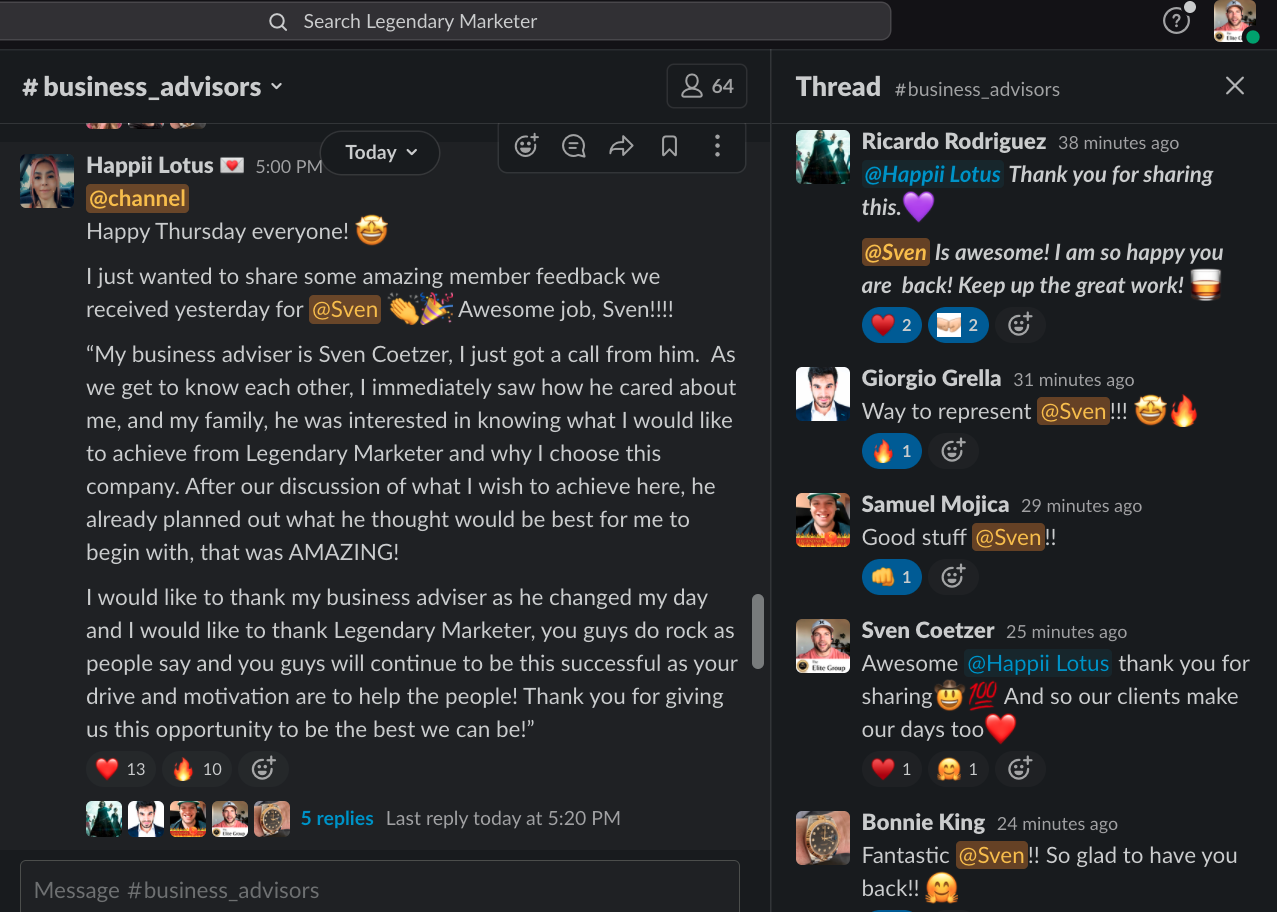 Client feedback - Sven cared about me and my family - AMAZING