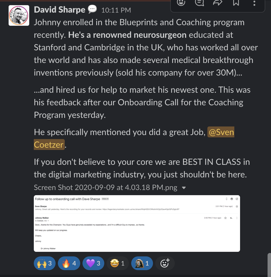 David Sharpe - Stanford neurosurgeon specifically praised Sven's work