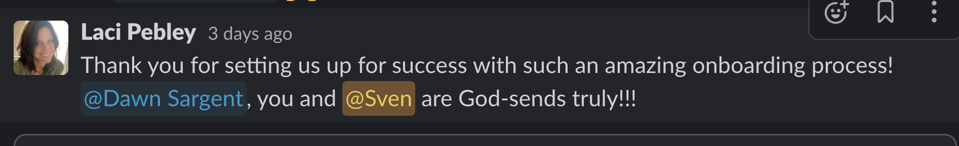 Laci Pebley - Sven is a God-send - amazing onboarding process