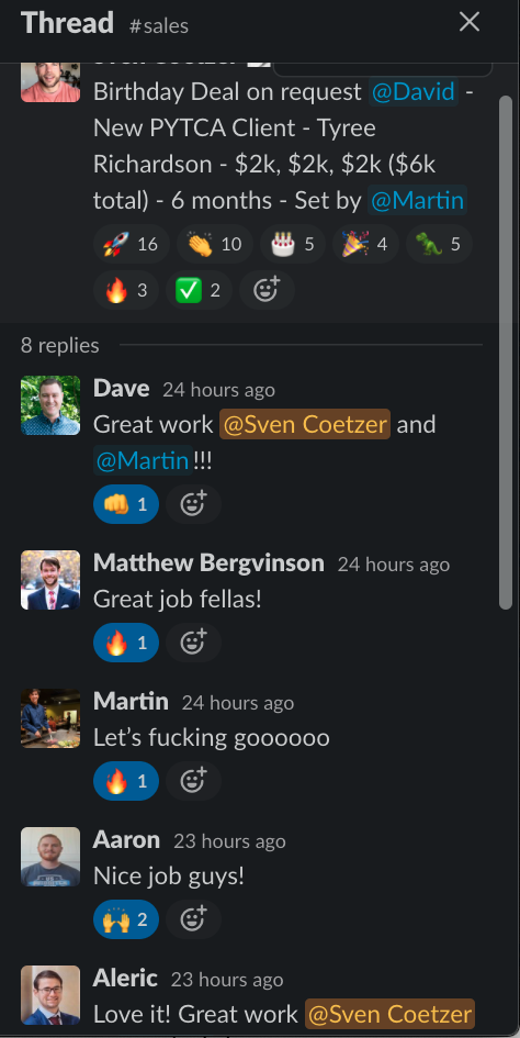 PYTCA client placed at $29k for 6 months - great job Sven