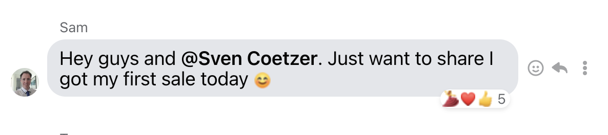 Sam - got my first sale today - tagging Sven Coetzer